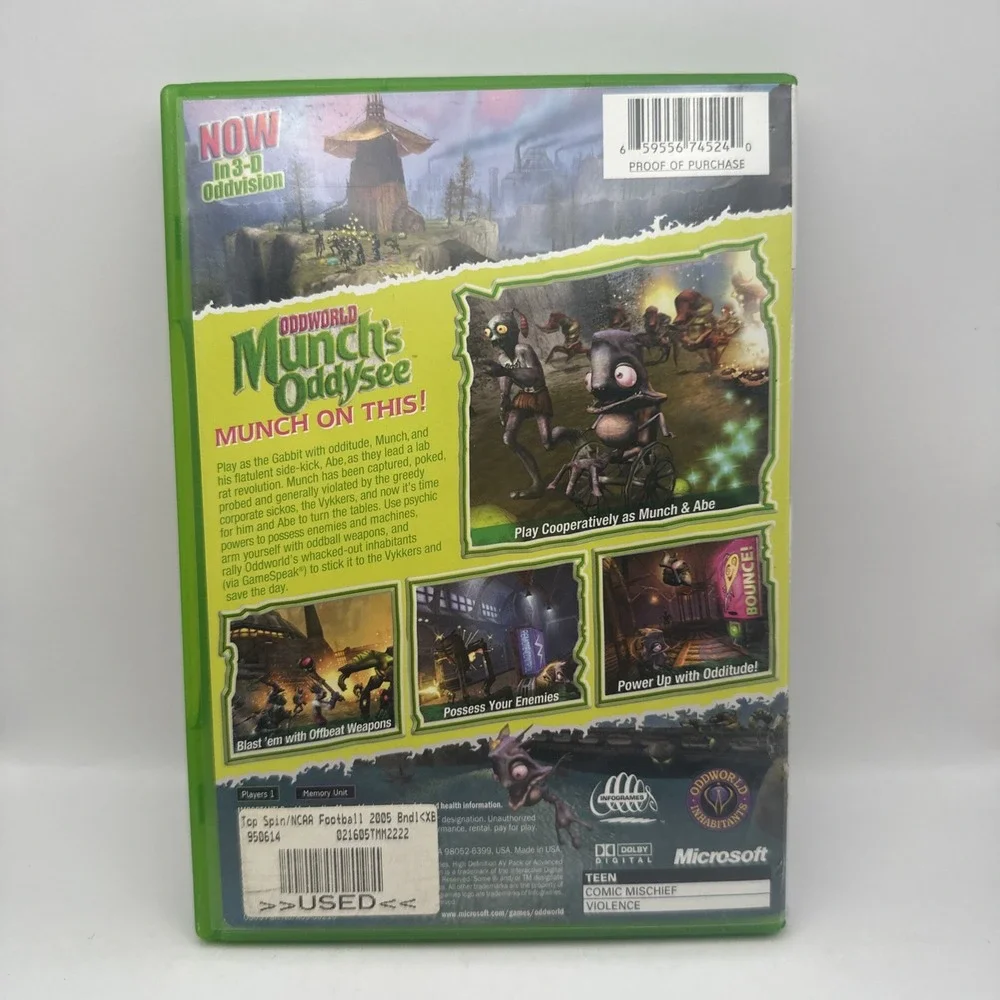 Oddworld Munch's Oddysee Microsoft XBOX Original 2001 VGC